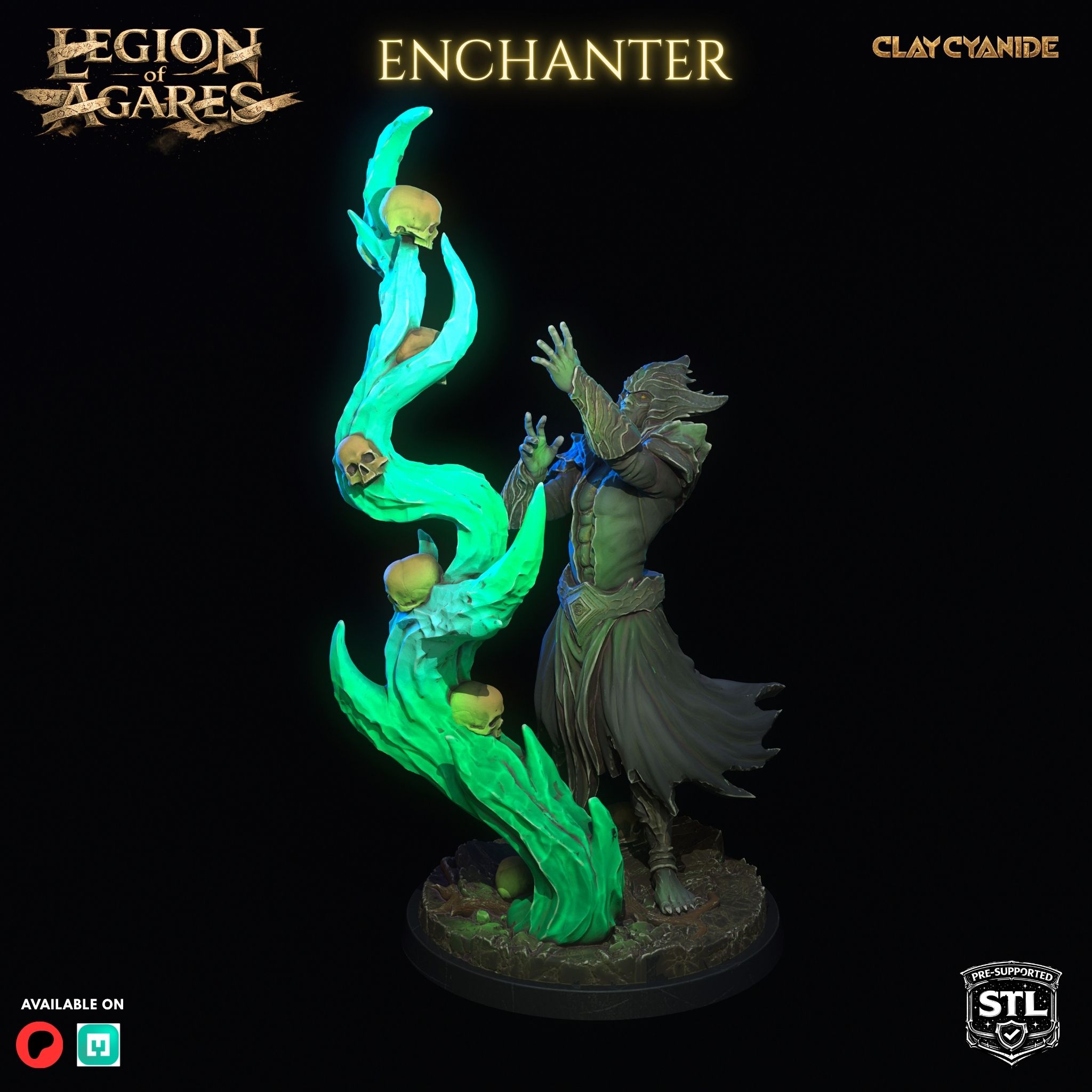 Agares Enchanter STL rear view — Clay Cyanide